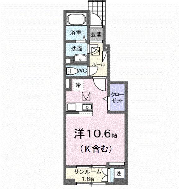 S・GVI(ワンルーム/1階)の間取り写真
