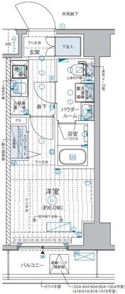 ジェノヴィア西横浜(1K/7階)の間取り写真