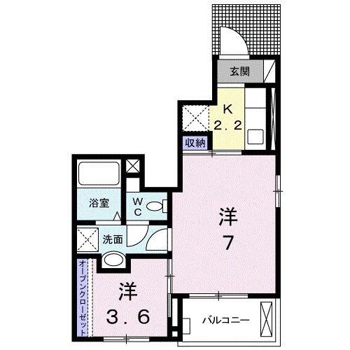サンライト高松(2K/1階)の間取り写真