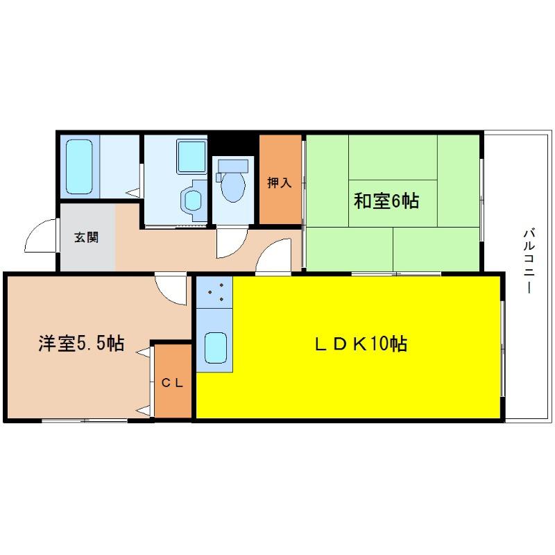 ロイヤルエスタ服部(2LDK/1階)の間取り写真