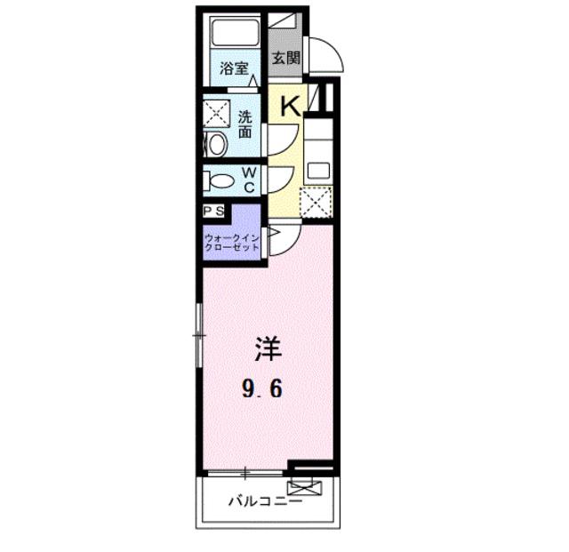 アプローズ(1K/2階)の間取り写真