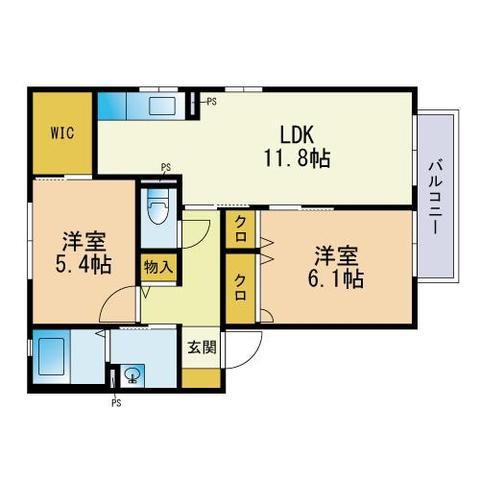 シャーメゾン野方 A棟(2LDK/2階)の間取り写真