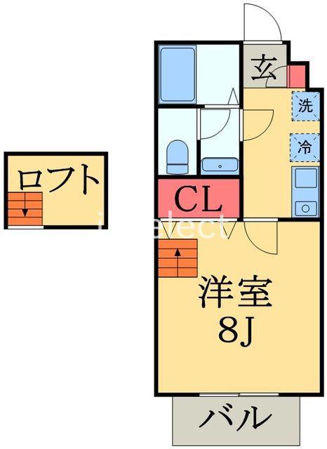 アヴェニールあずさ(1K/2階)の間取り写真