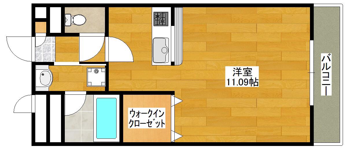 アンプルールフェール江坂(ワンルーム/1階)の間取り写真