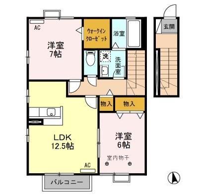 グリーンハウス A/B/C(2LDK/2階)の間取り写真
