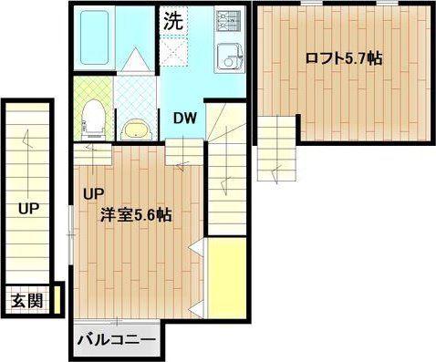 ザ・ソレイユ向山(1K/2階)の間取り写真