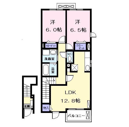 ＪＲ関西本線 春田駅 徒歩9分 2階建 築17年(2LDK/2階)の間取り写真