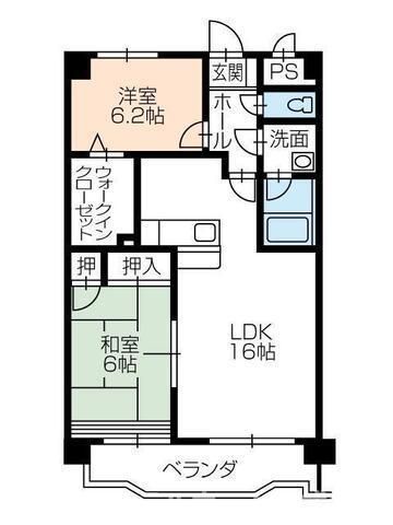 ボンヌシャンス壱番館(2LDK/1階)の間取り写真