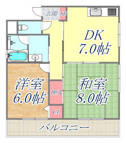 栗原マンション(2DK/2階)の間取り写真