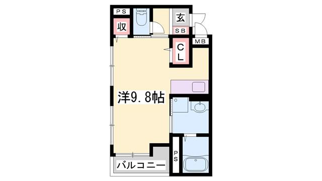 フィレール デュ トラジャIII(1K/1階)の間取り写真