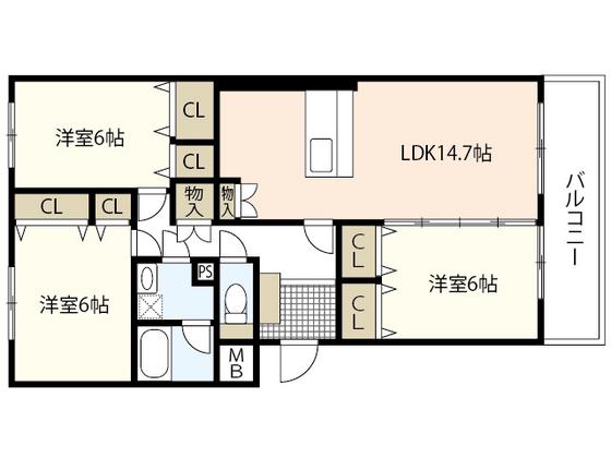 大和ガーデンコート1号棟(3LDK/2階)の間取り写真