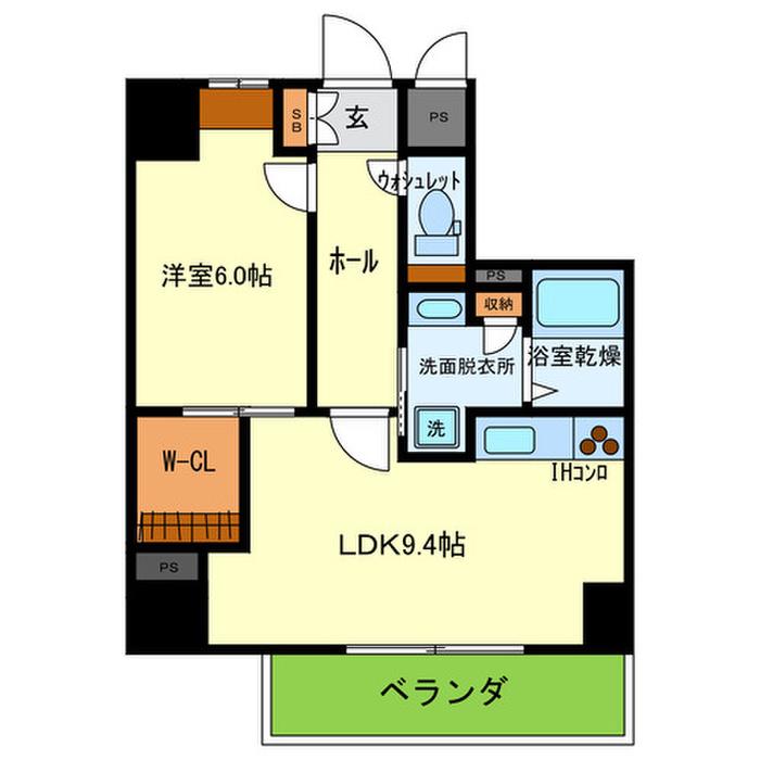 シークリサンス神戸(1LDK/6階)の間取り写真