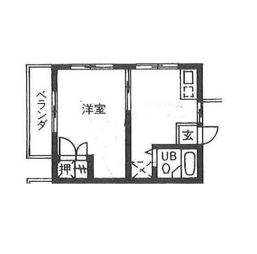 コーポオークワン(1DK/1階)の間取り写真