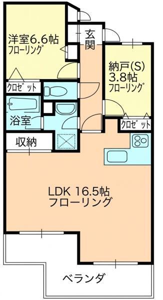ハイリビングバレー新所沢(1SLDK/2階)の間取り写真
