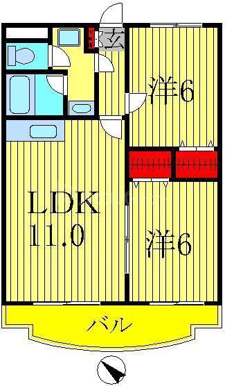 エムティワン(2LDK/2階)の間取り写真
