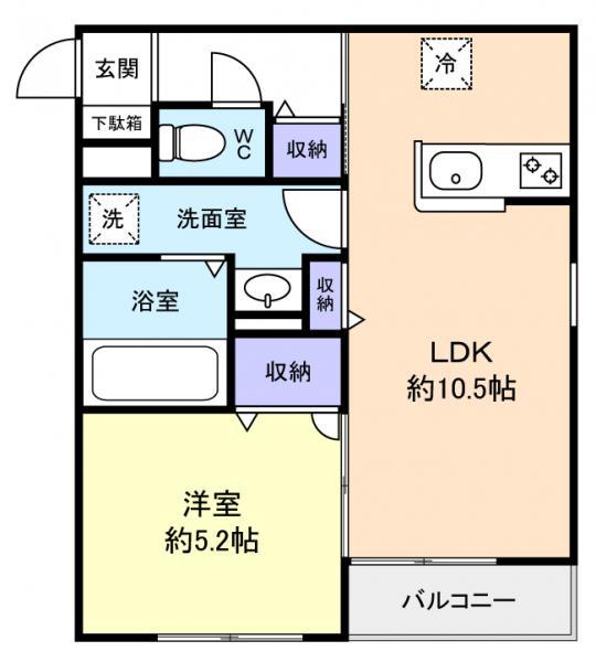 BELLE LEAD 幕張本郷(1LDK/1階)の間取り写真