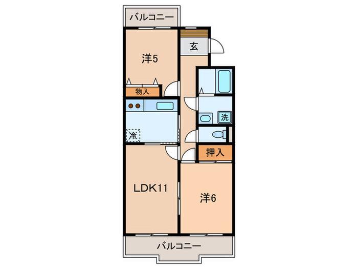 日吉ヒルトップマンション(2LDK/2階)の間取り写真