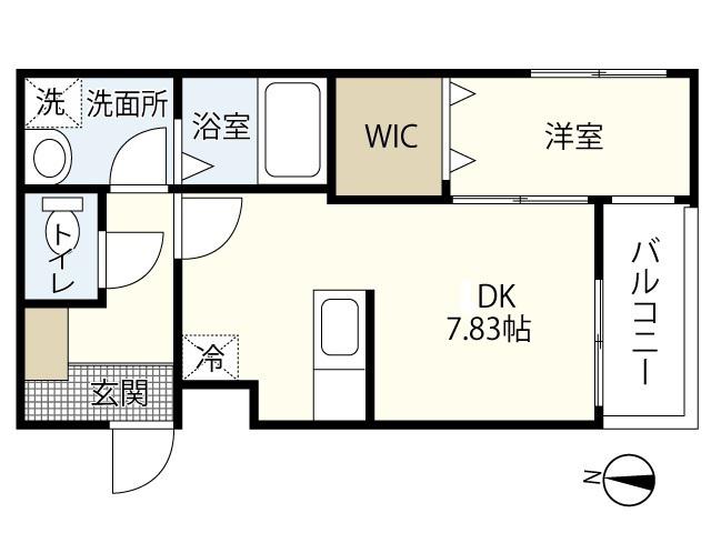 MOVE府中町浜田壱番館(1DK/2階)の間取り写真