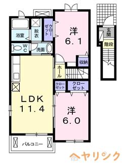 ハーモニー(2LDK/2階)の間取り写真