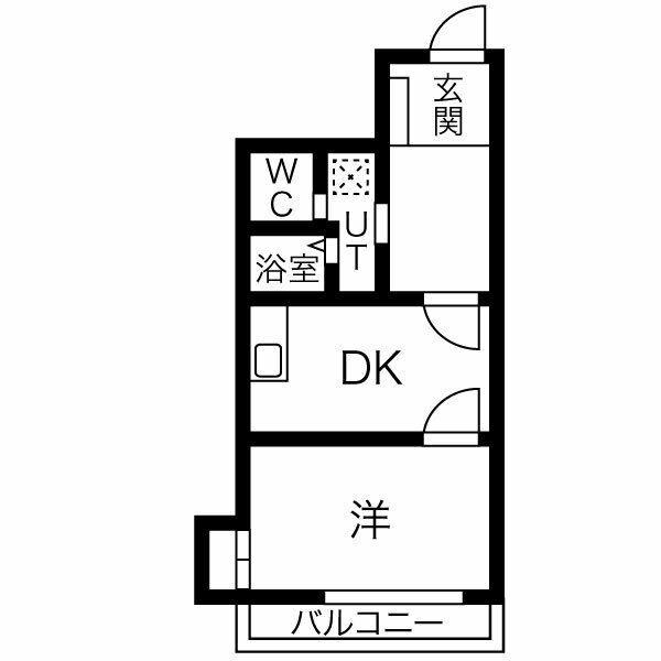 Kスクエアサウス(1DK/2階)の間取り写真