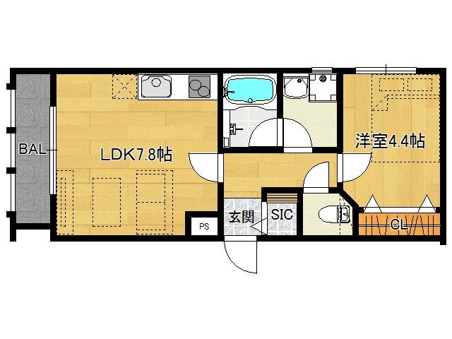 GRAND CHENE (1LDK/1階)の間取り写真