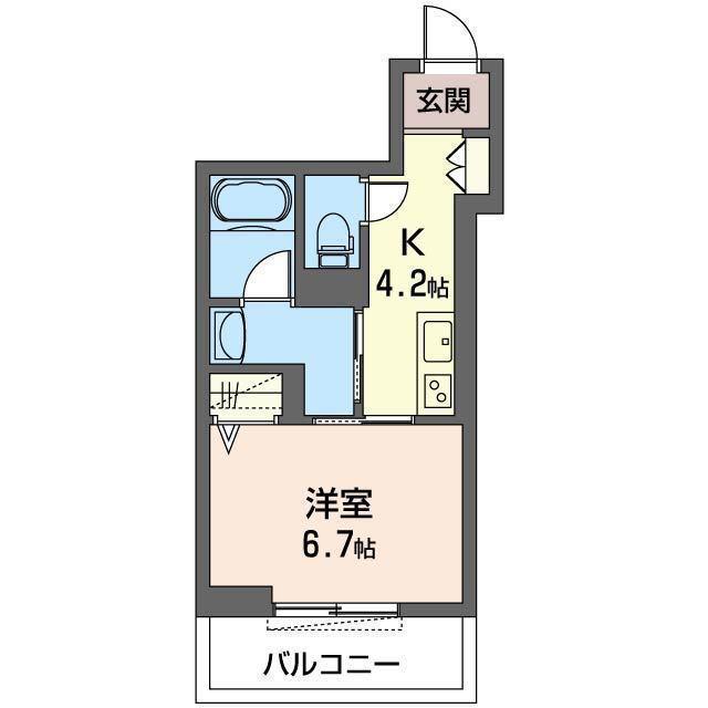 アトリエール(1K/2階)の間取り写真