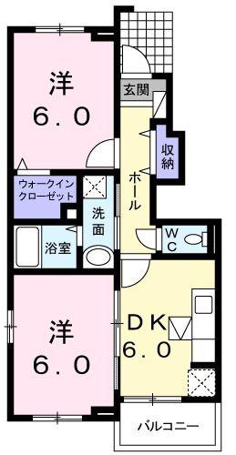 ニュードミールヒロ(2DK/1階)の間取り写真