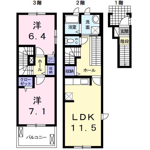 ポニートII(2LDK/1階)の間取り写真