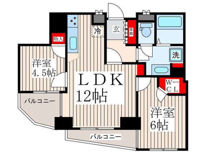 ヴェルビュ東陽町(2LDK/5階)の間取り写真