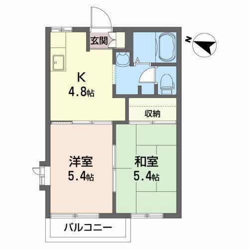 プレステージ川岸E(2K/2階)の間取り写真