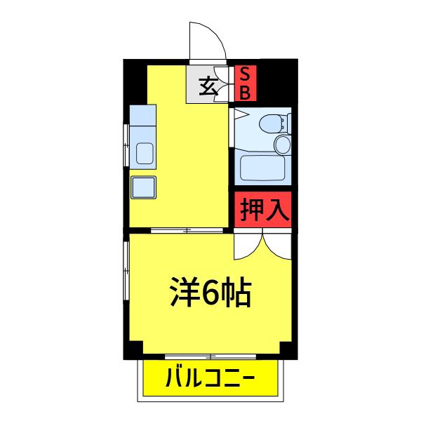 和光ハイツ(1K/3階)の間取り写真