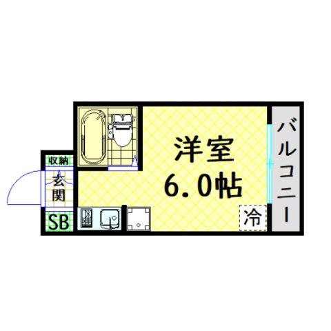 ラパンジール九条(1K/2階)の間取り写真