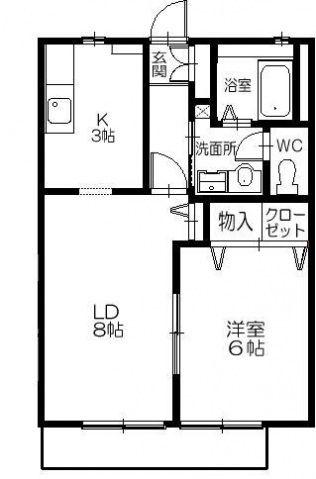 ボナール(1LDK/2階)の間取り写真
