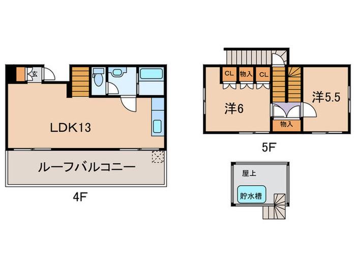 ドミサイルアザブ(2LDK/4階)の間取り写真