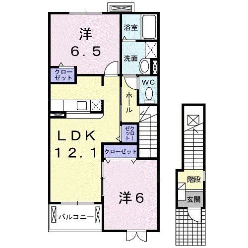 モダンライフ(2LDK/2階)の間取り写真