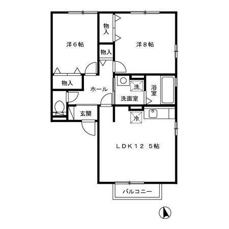 ソリアートレジデンスA棟(2LDK/2階)の間取り写真