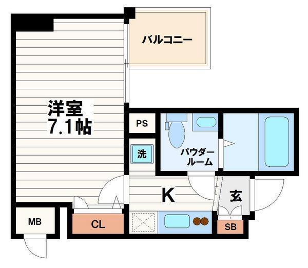 アドバンス心斎橋ラシュレ(1K/2階)の間取り写真