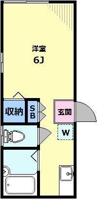 ハイムA(ワンルーム/2階)の間取り写真