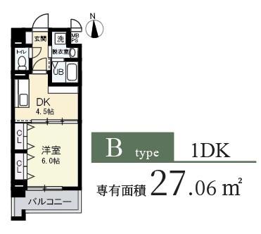 ブランクレール谷町(1DK/8階)の間取り写真