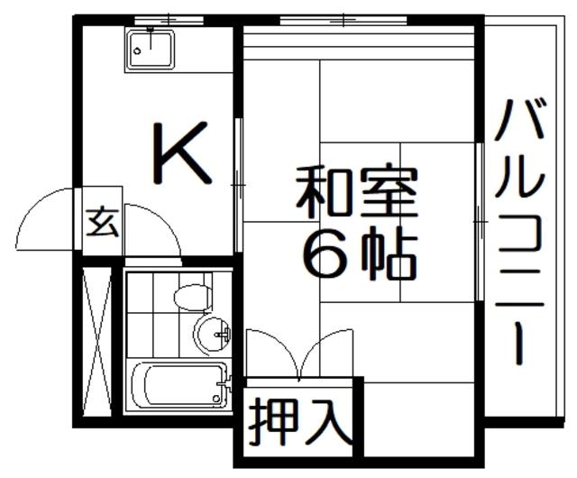 香里エムハイツ(1K/3階)の間取り写真