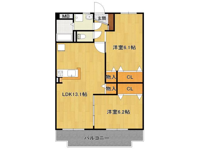 アネックス大野(2LDK/2階)の間取り写真