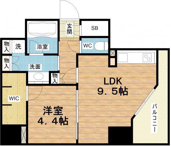 エスリードコート堺筋本町(1LDK/10階)の間取り写真