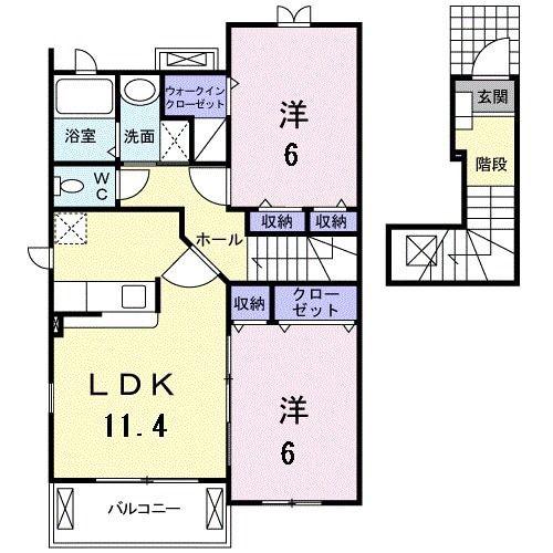 ジュネスメゾン(2LDK/2階)の間取り写真