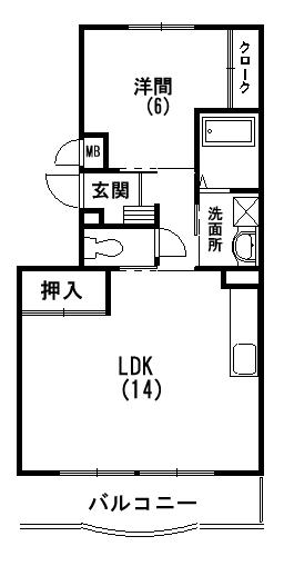 ソシアリバーシティー(1LDK/2階)の間取り写真