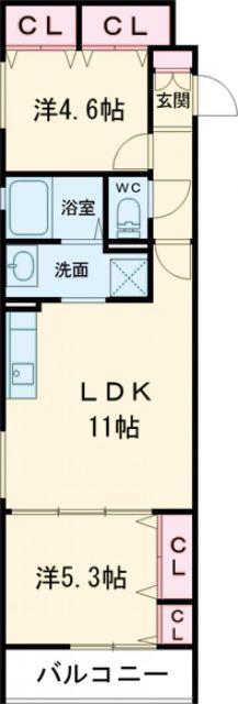 ラモーナ半田(2LDK/2階)の間取り写真