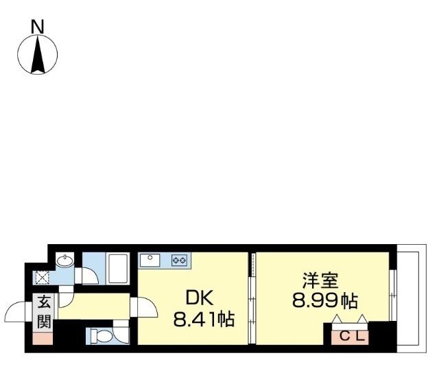 U-BUIL三木町(1DK/8階)の間取り写真