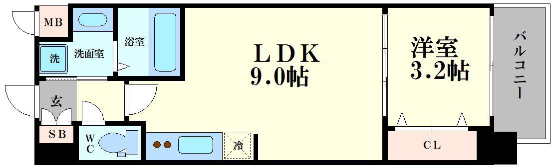 スプランディッド弁天町(1LDK/5階)の間取り写真