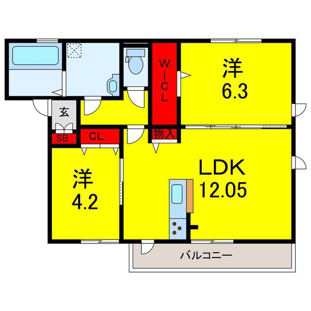 GRANDBONHEUR(2LDK/2階)の間取り写真