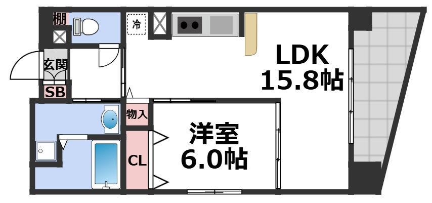 ビラージュプラム(1LDK/6階)の間取り写真