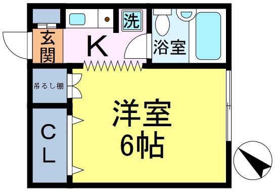 プチメゾン稲生(1K/2階)の間取り写真